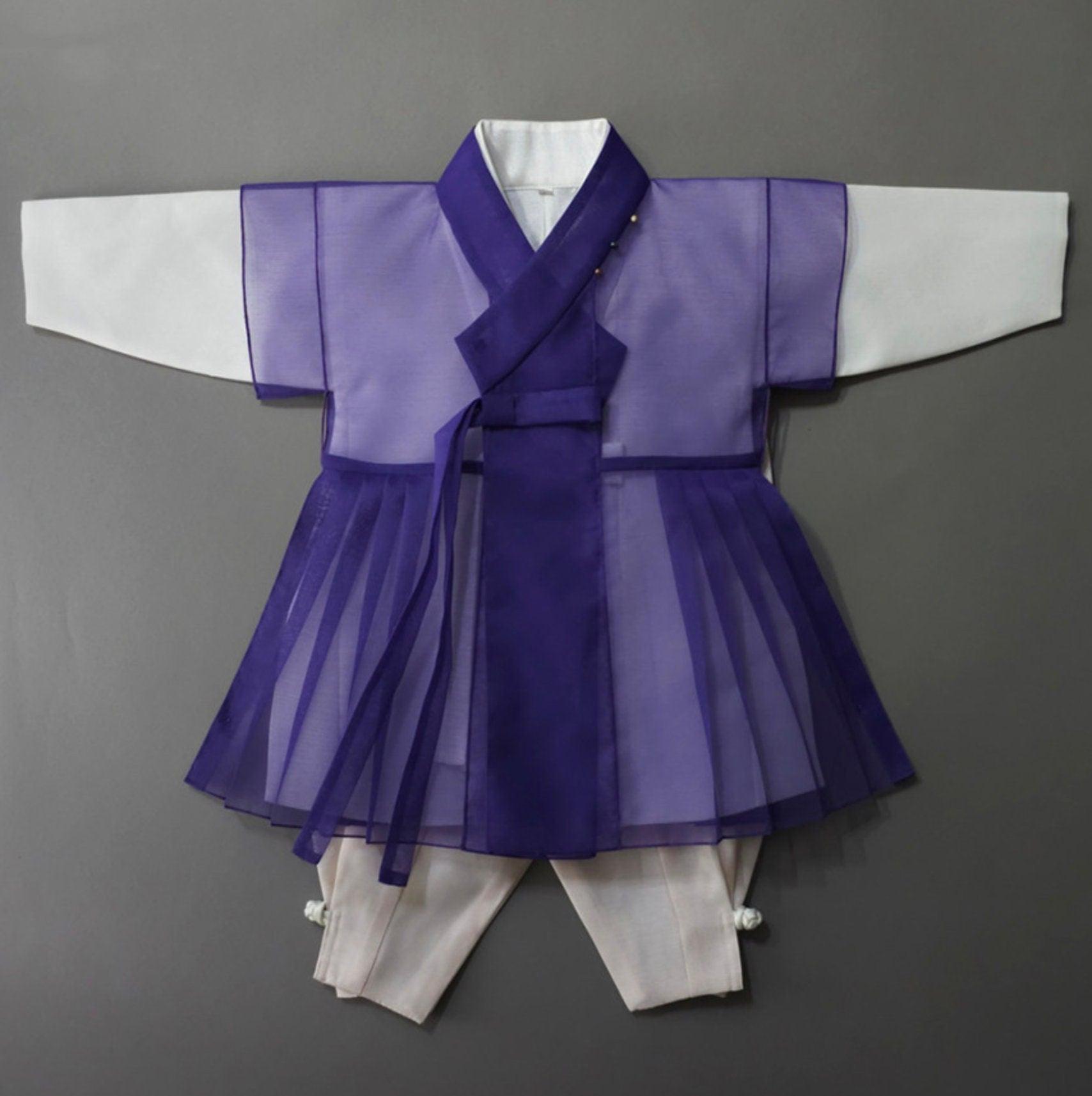 3pcs Eun Purple Chiffon Boy Hanbok (1Y-9YR) - Native Korean