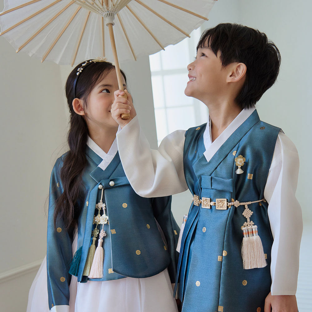 Dohye Flared Teal Girl Hanbok (1-12YR)