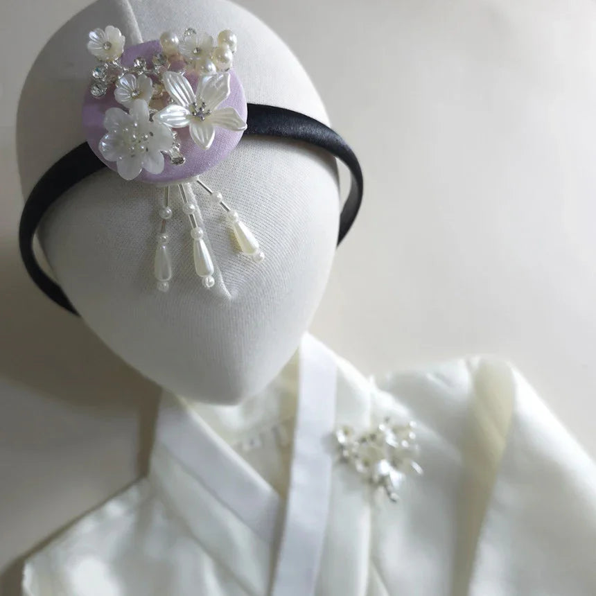 Silver Pearl Bloom Headband - Native Korean