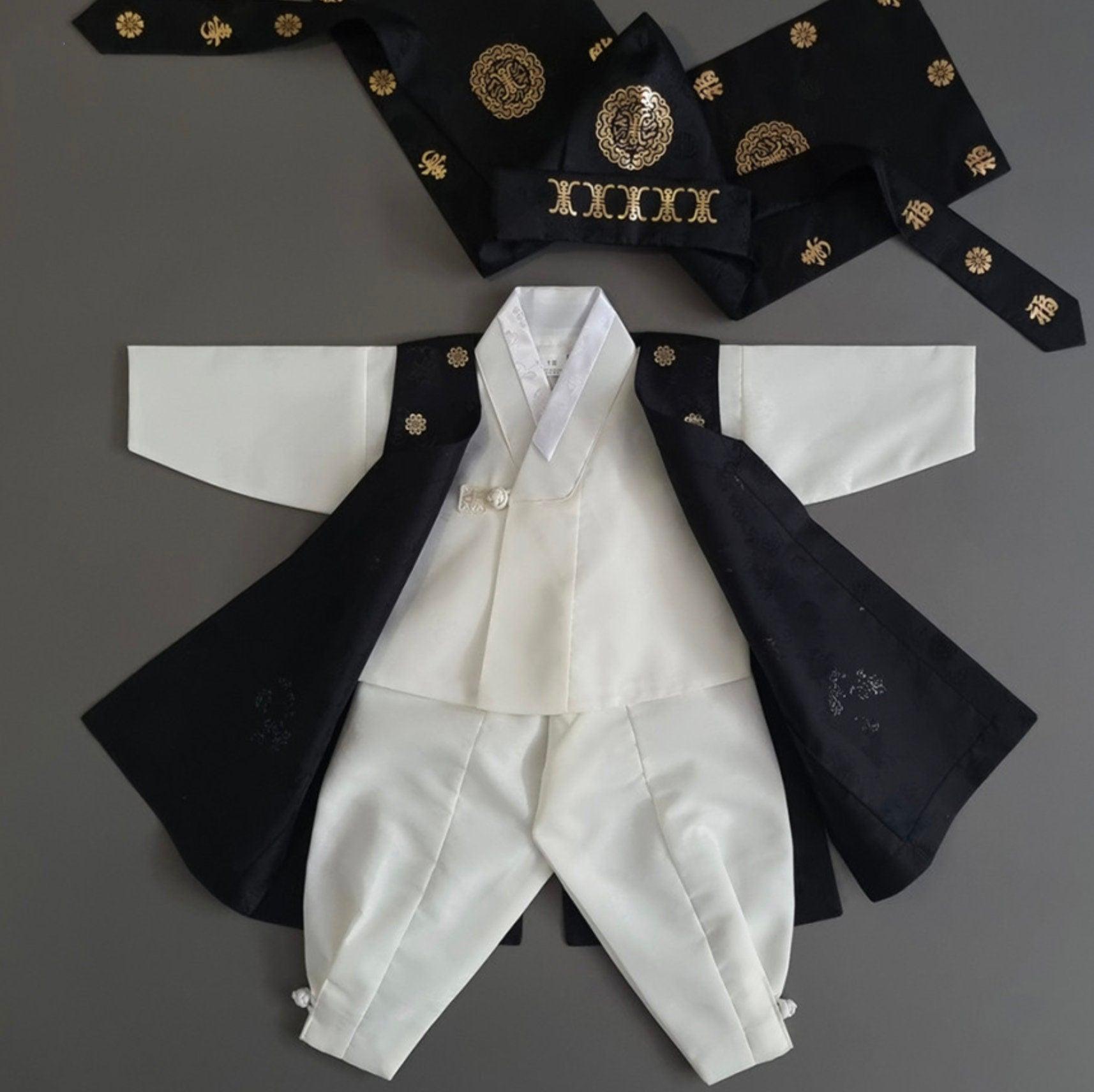 4Pcs Black Gold Boy Hanbok (100D-10YR) - Native Korean