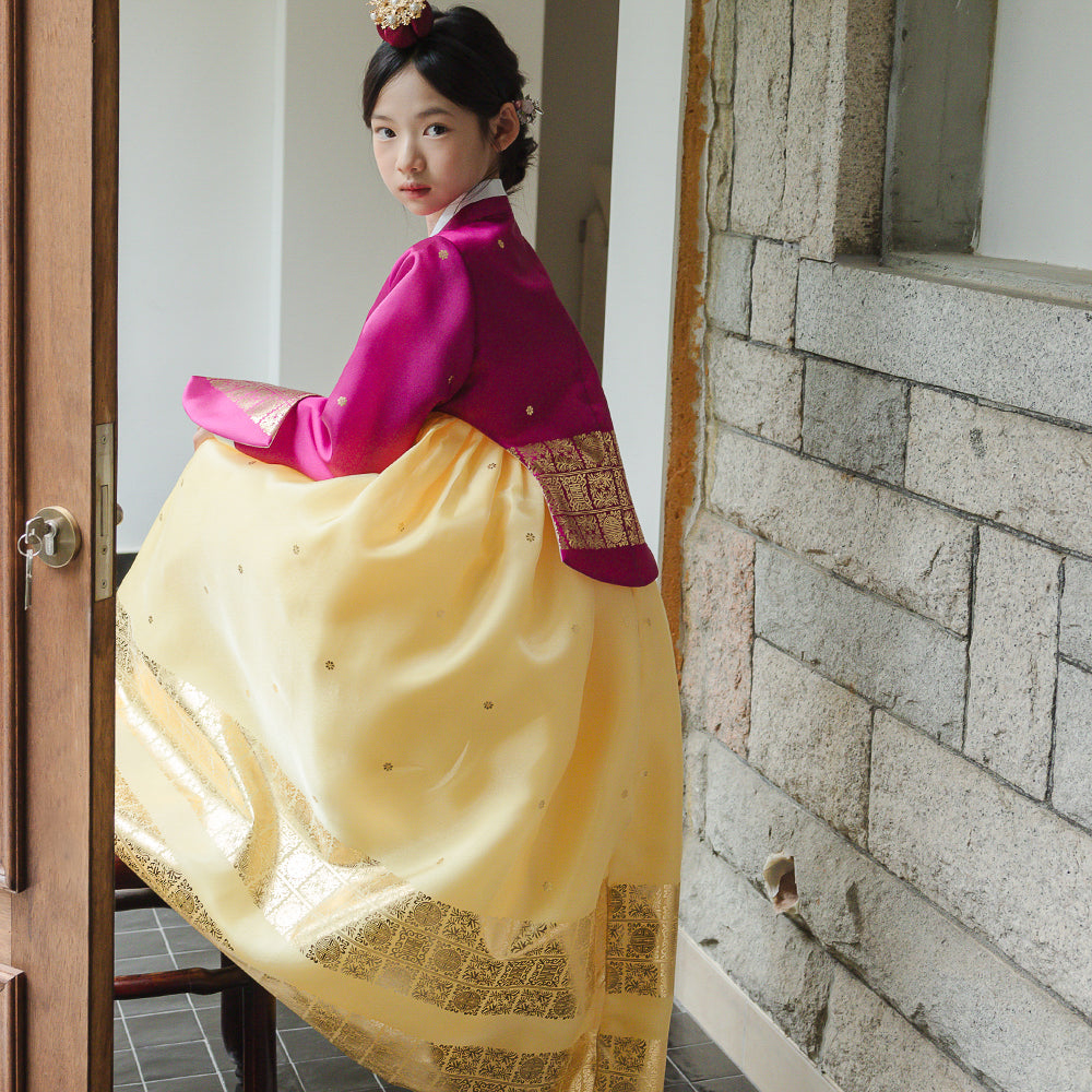 Myoung Magenta Yellow Girl Hanbok (1-10YR)