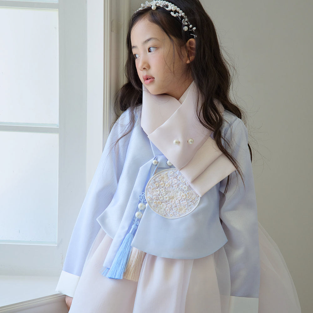 Kyu Flared Sky Beige Girl Hanbok (1-10YR)