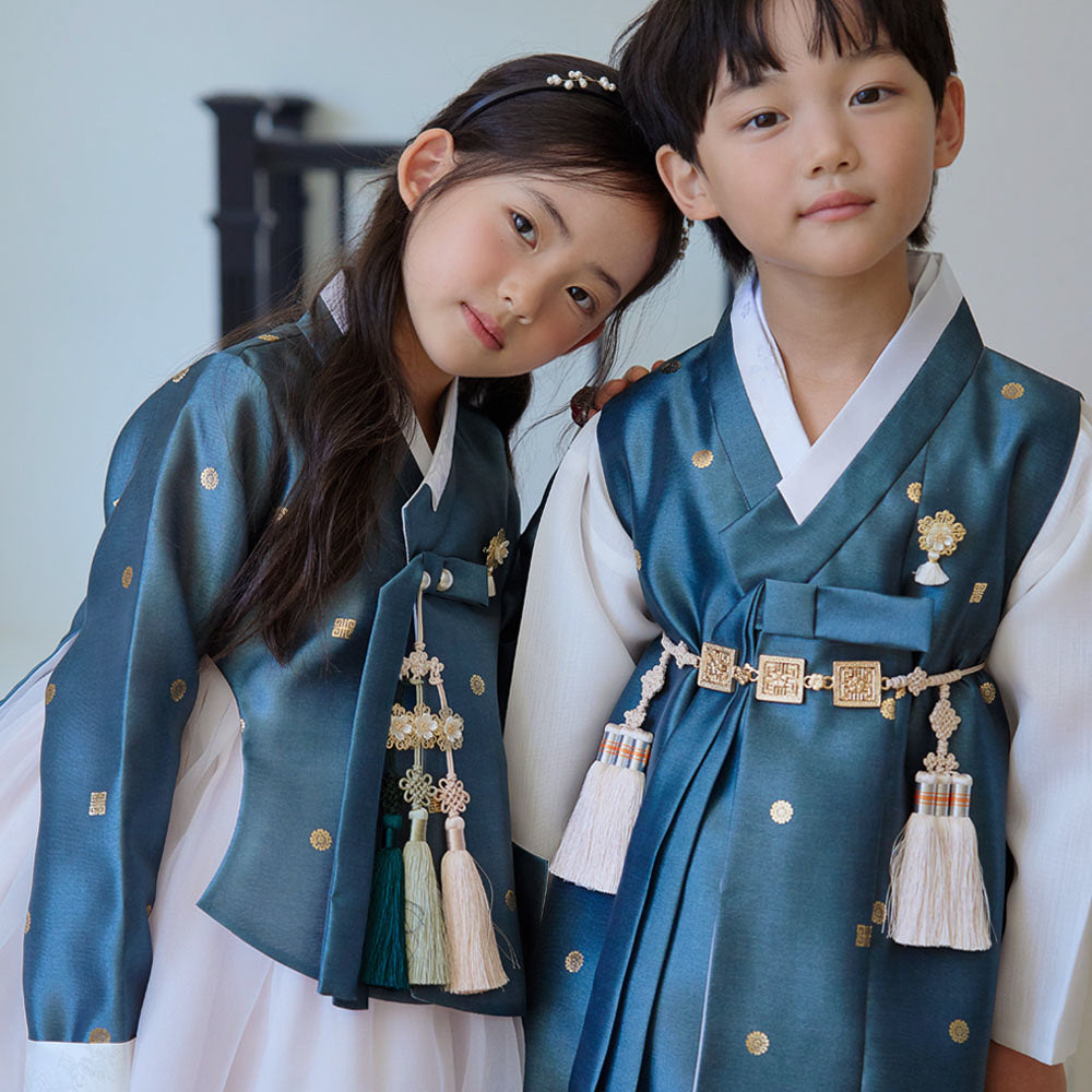 Dohye Flared Teal Girl Hanbok (1-12YR)