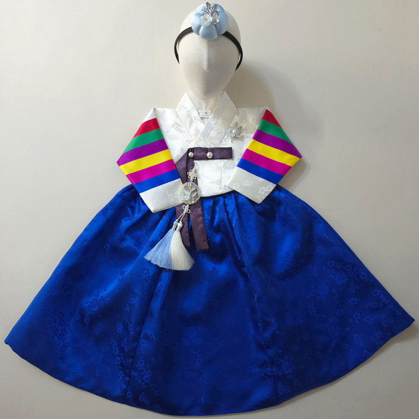 Seunju Saekdong 3 Colors Jeogori - Blue Skirt Girl Hanbok (100D-15YR)