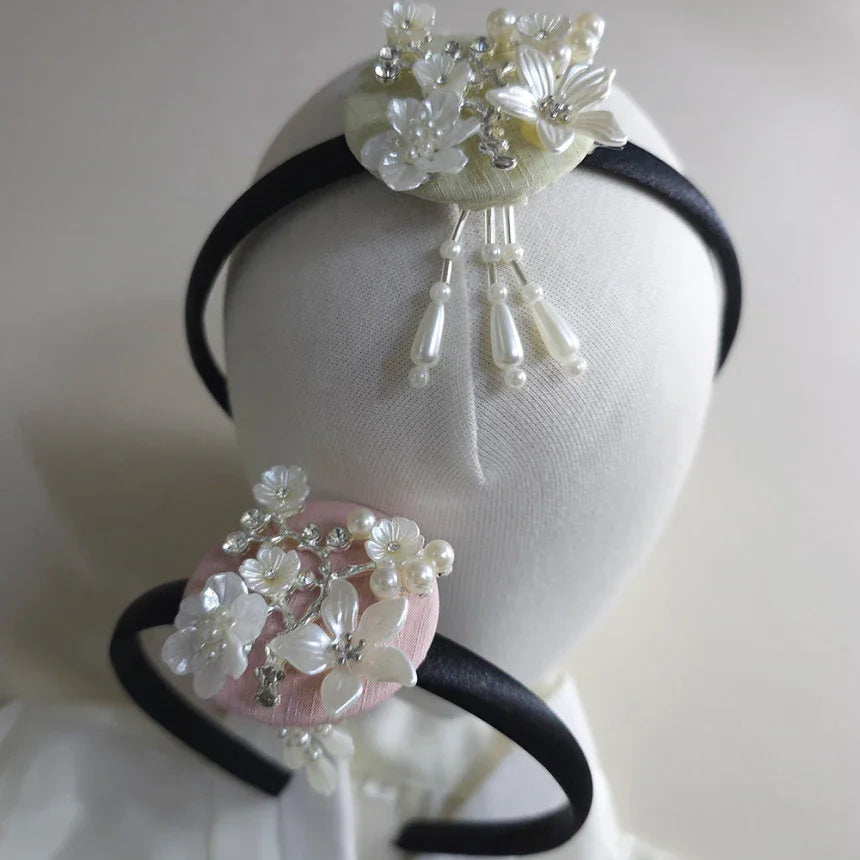 Silver Pearl Bloom Headband - Native Korean