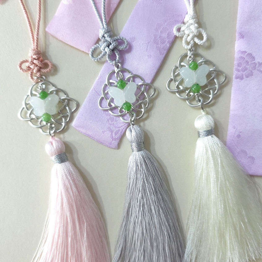 Silver Butterfly Tassel Norigae