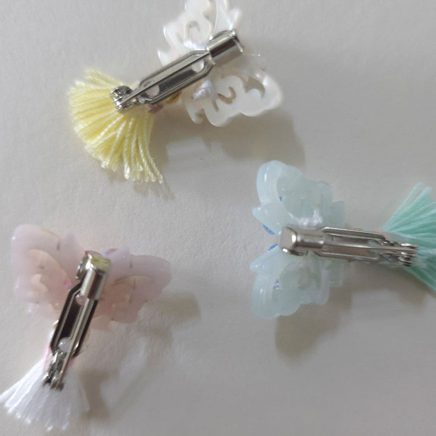 Crystal Butterfly Tassel Brooch