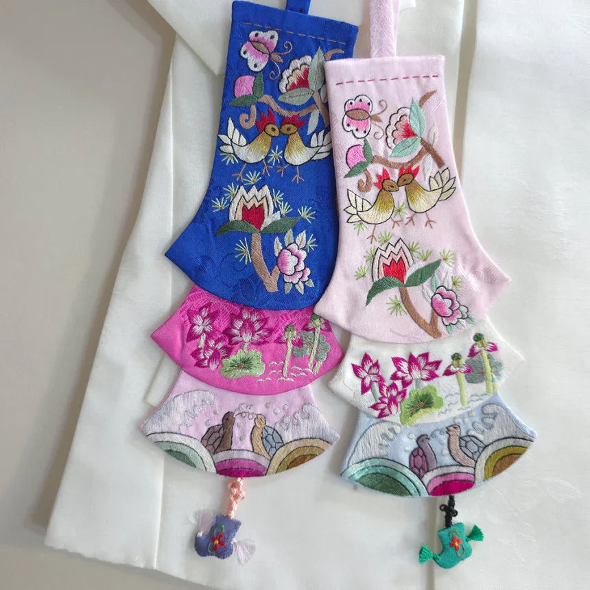 Layered Embroidered Norigae - Native Korean