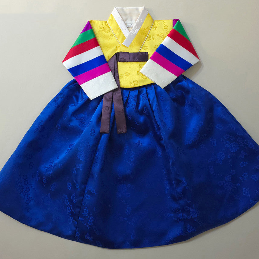 Seunju Saekdong 3 Colors Jeogori - Blue Skirt Girl Hanbok (100D-15YR)