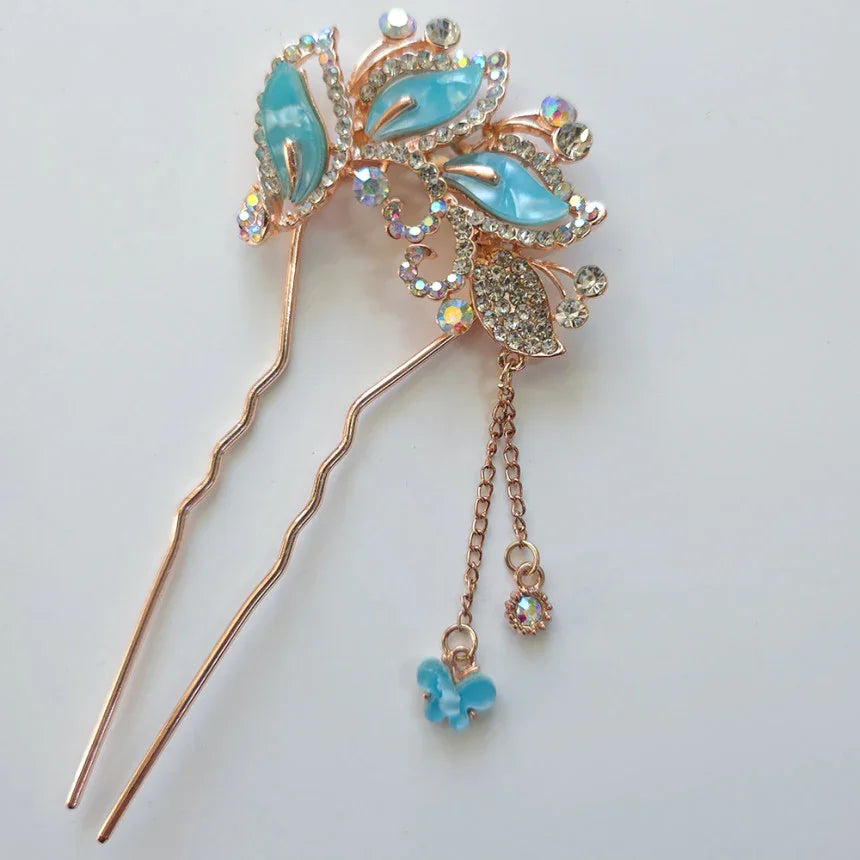 Butterfly Crystal U-Shaped Hairpin