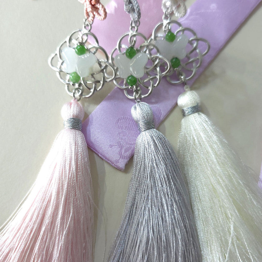 Silver Butterfly Tassel Norigae