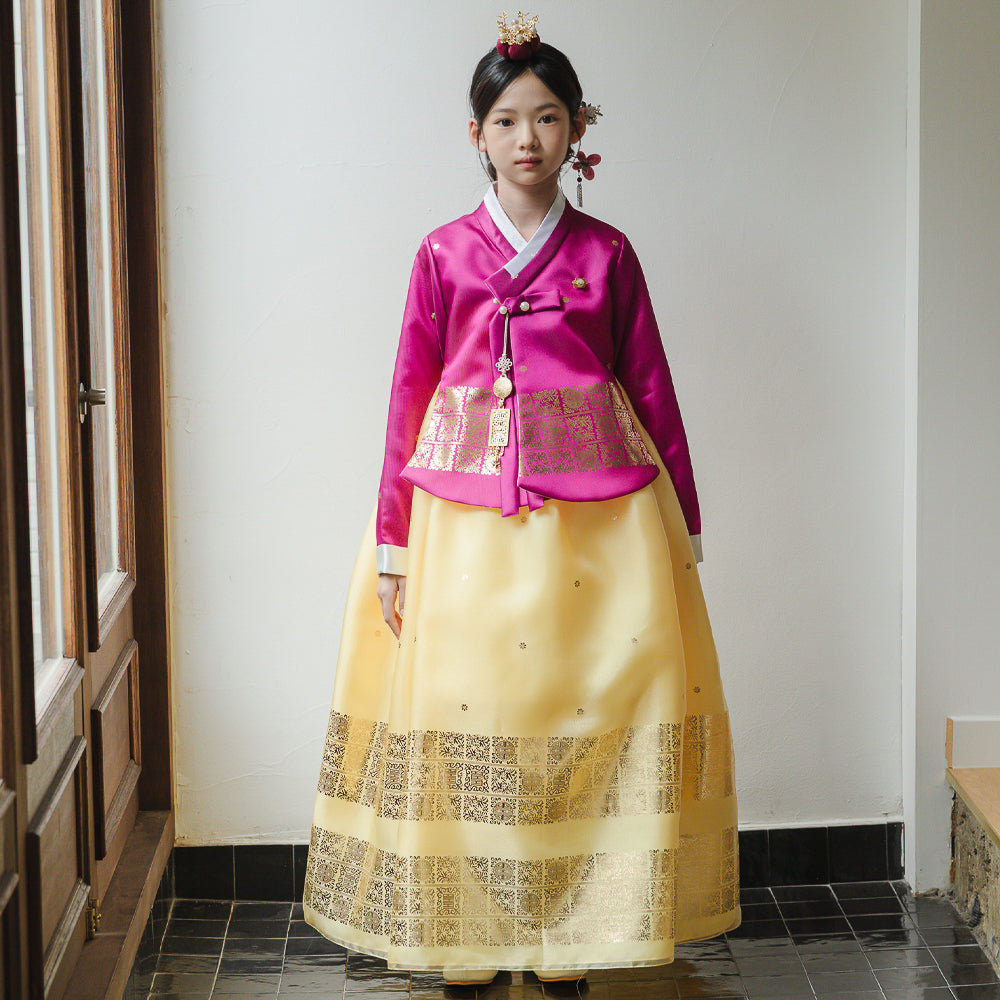 Myoung Magenta Yellow Girl Hanbok (1-10YR)