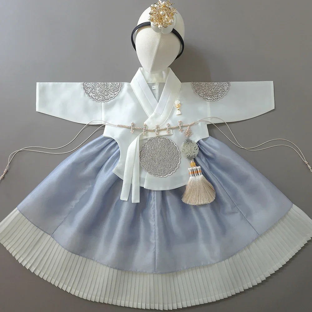 Sungbin Pleated Sky Girl Hanbok (100D-10YR) - Native Korean