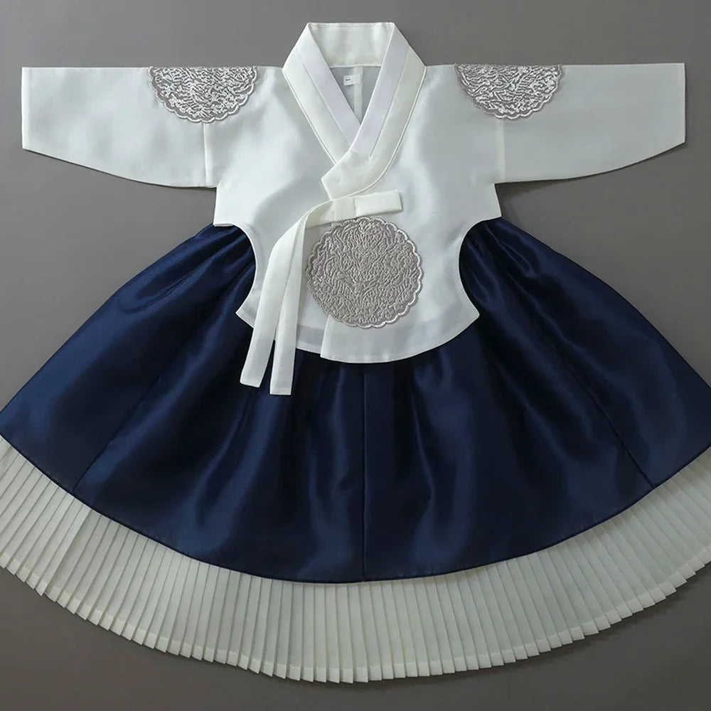 Sungbin Pleated Navy Girl Hanbok (100D-10YR) - Native Korean
