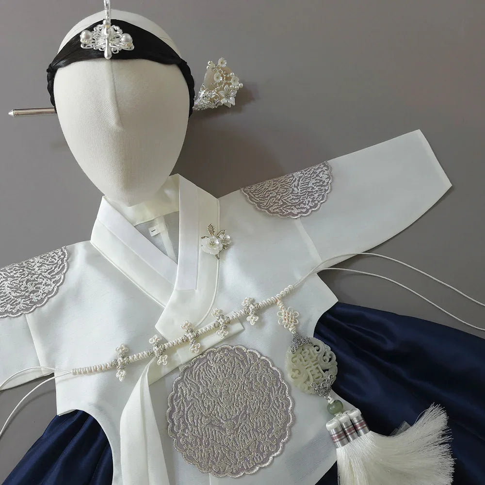 Sungbin Pleated Navy Girl Hanbok (100D-10YR) - Native Korean