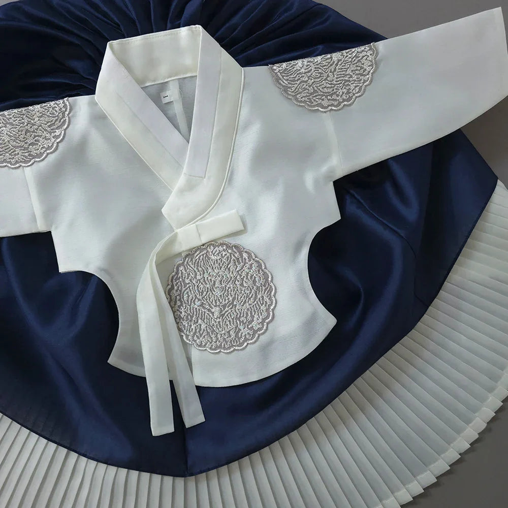 Sungbin Pleated Navy Girl Hanbok (100D-10YR) - Native Korean