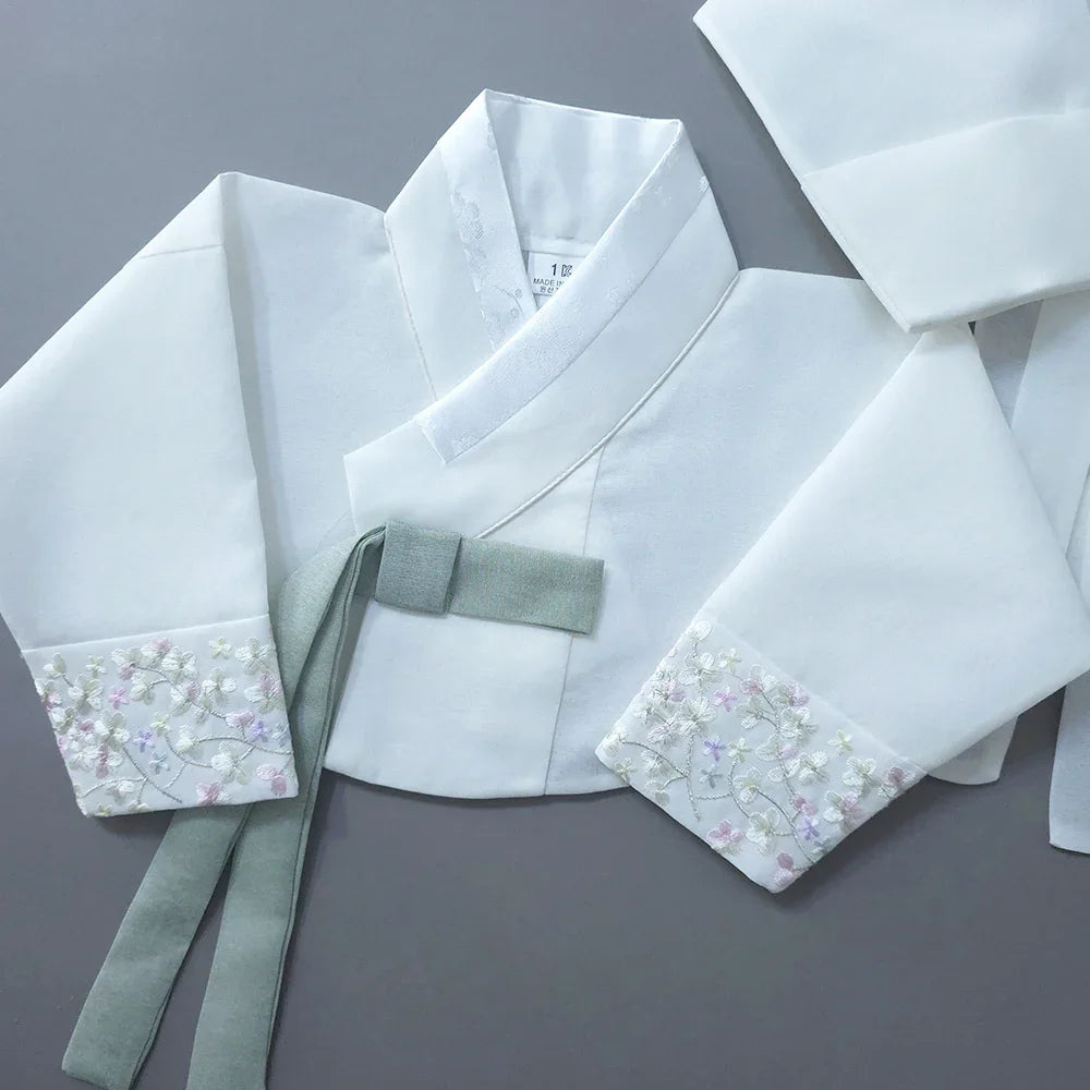 Yujin White Red Girl Hanbok (100D-15YR) - Native Korean