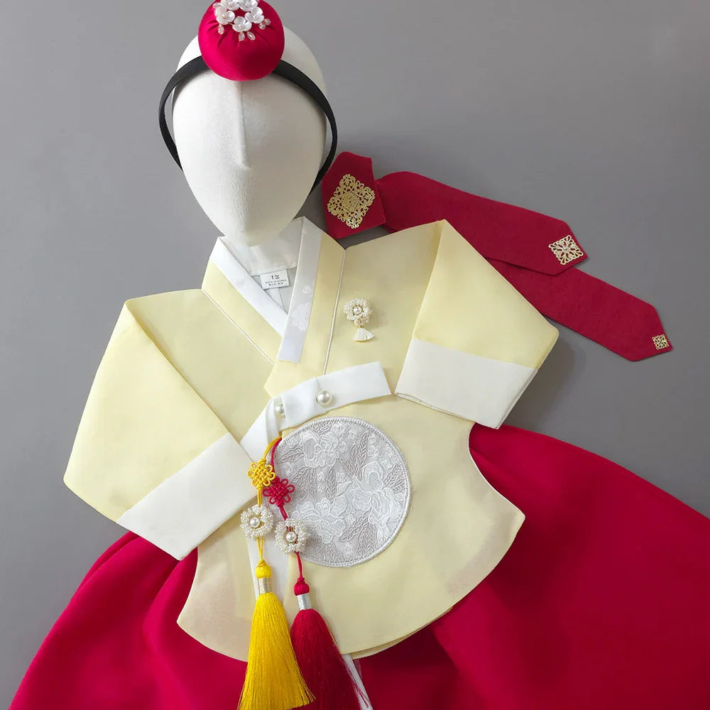 Yujin Yellow Red Girl Hanbok (100D-15YR) - Native Korean