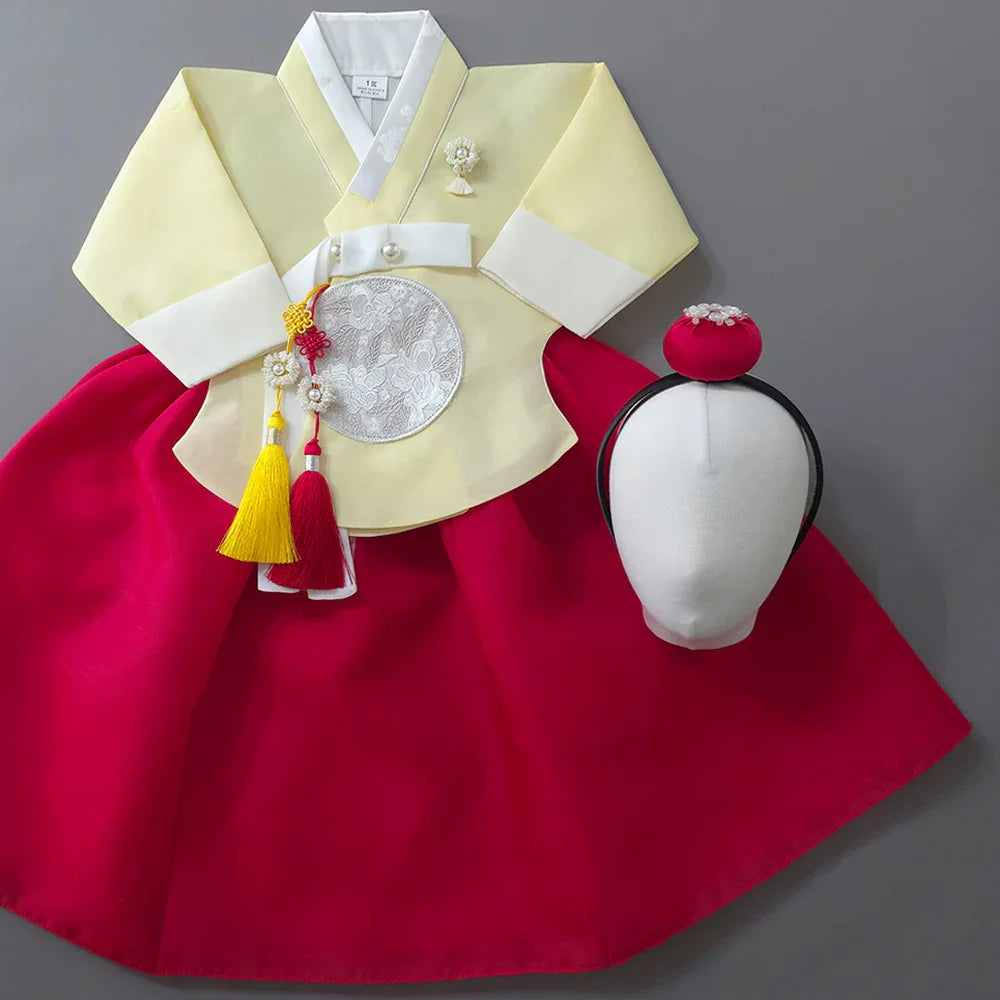 Yujin Yellow Red Girl Hanbok (100D-15YR) - Native Korean