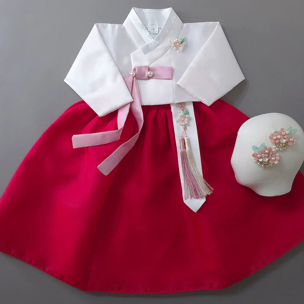 Yumin Red Skirt Girl Hanbok (100D-15YR) - Native Korean