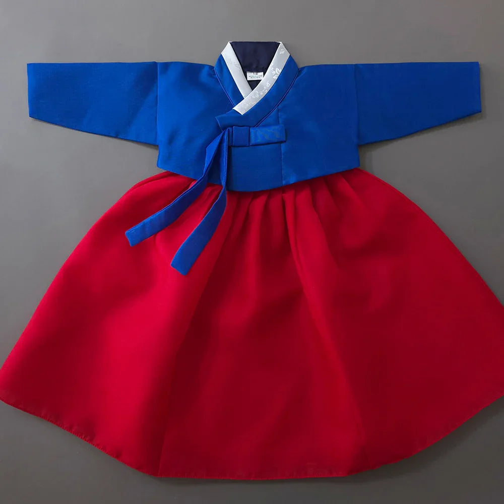 Yumin Blue Red Girl Hanbok (100D-15YR) - Native Korean