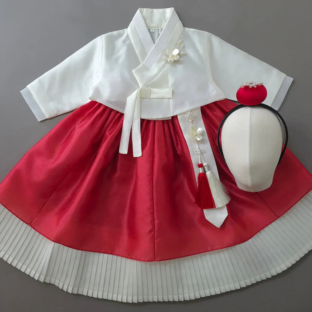 Lynn Red Girl Hanbok (100D-10YR) - Native Korean