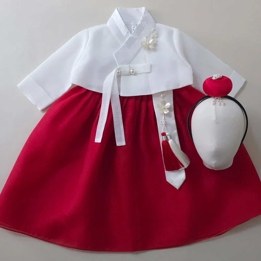 Blossom Red Girl Hanbok (1-10YR) - Native Korean