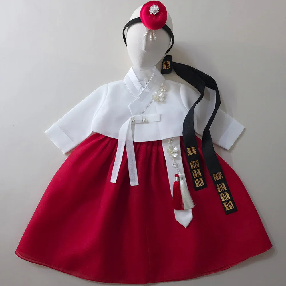Blossom Red Girl Hanbok (1-10YR) - Native Korean