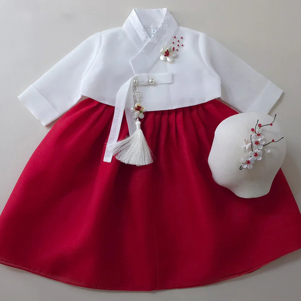 Blossom Red Girl Hanbok (1-10YR) - Native Korean