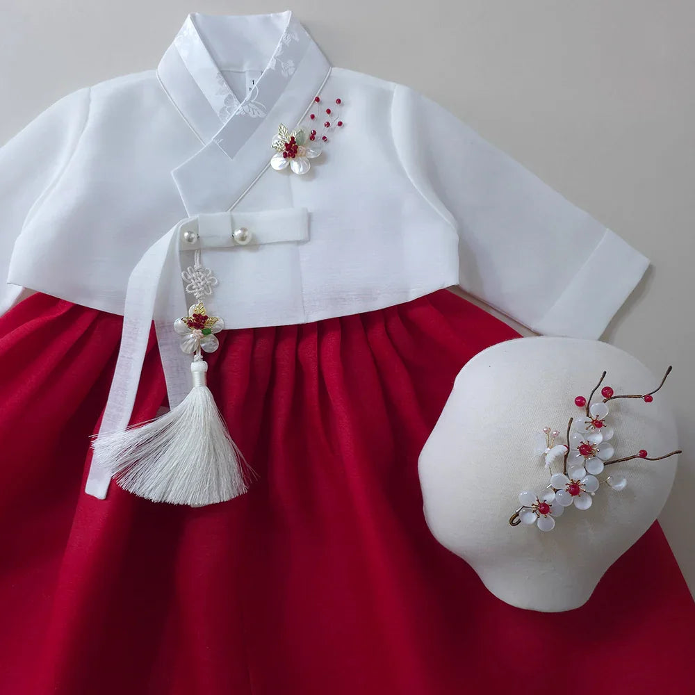 Blossom Red Girl Hanbok (1-10YR) - Native Korean