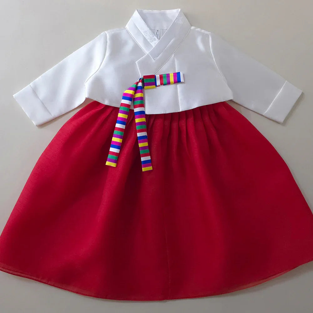 Saekdong Ribbon Red Girl Hanbok (1-9YR) - Native Korean