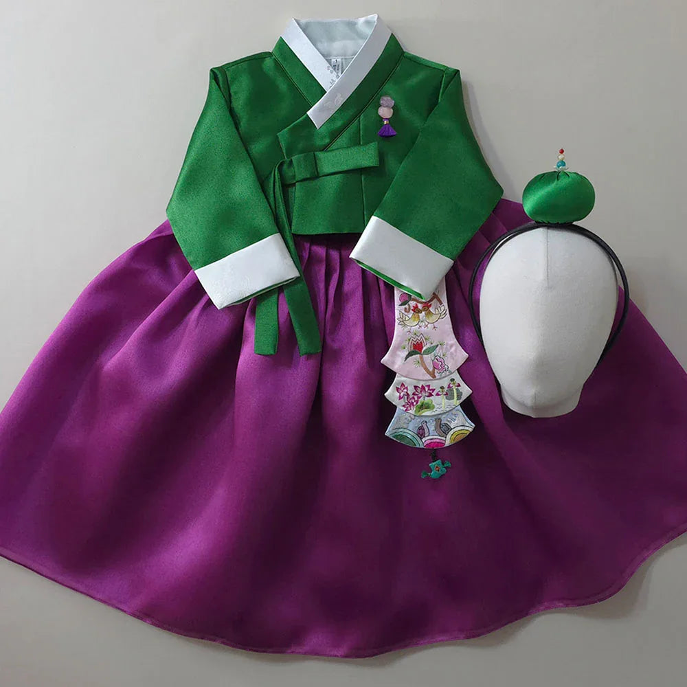 Dongwha Green Purple Girl Hanbok (1-12YR)
