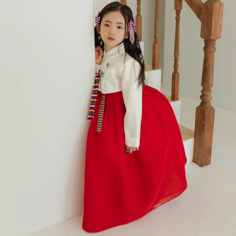 Saekdong Ribbon Red Girl Hanbok (1-9YR) - Native Korean