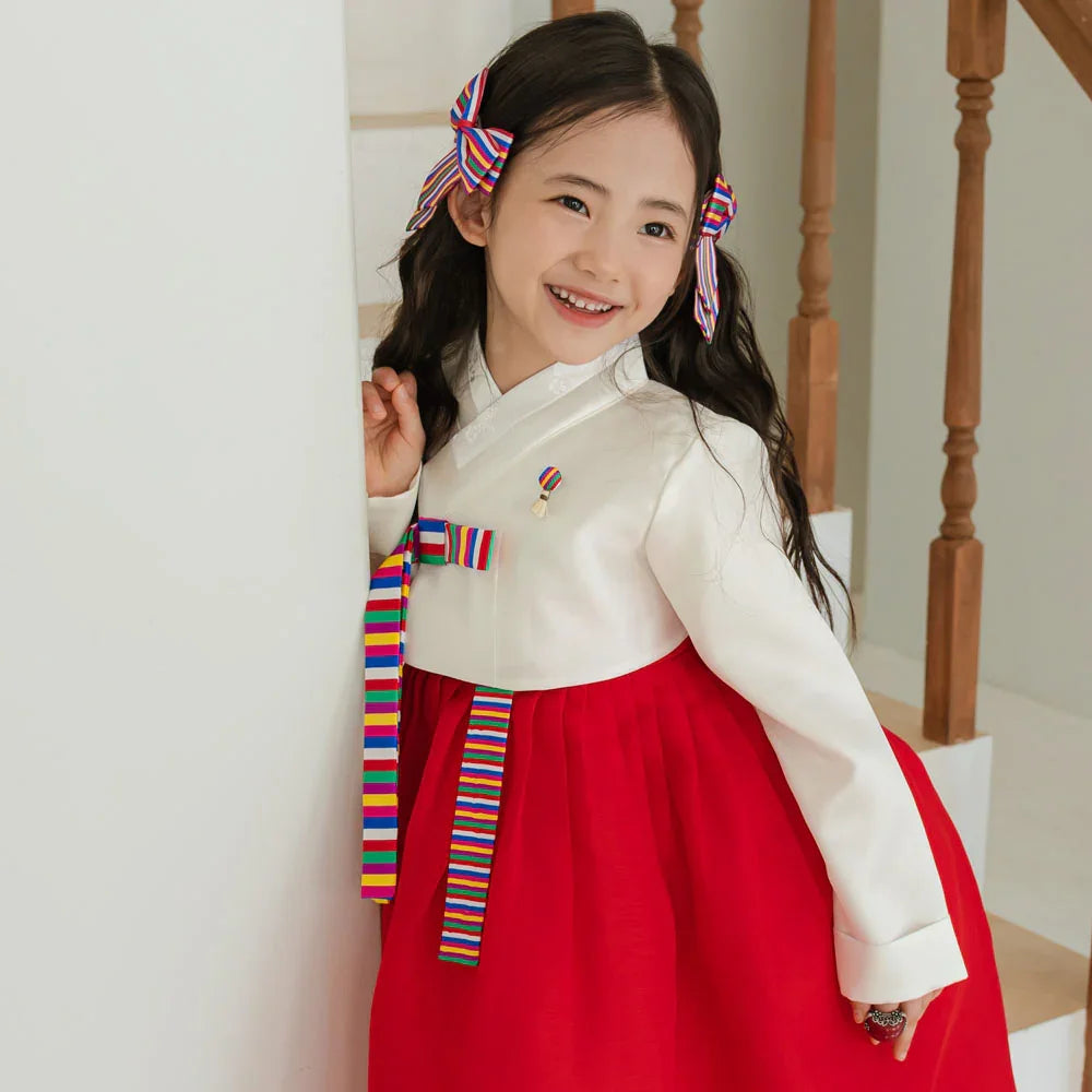 Saekdong Ribbon Red Girl Hanbok (1-9YR) - Native Korean