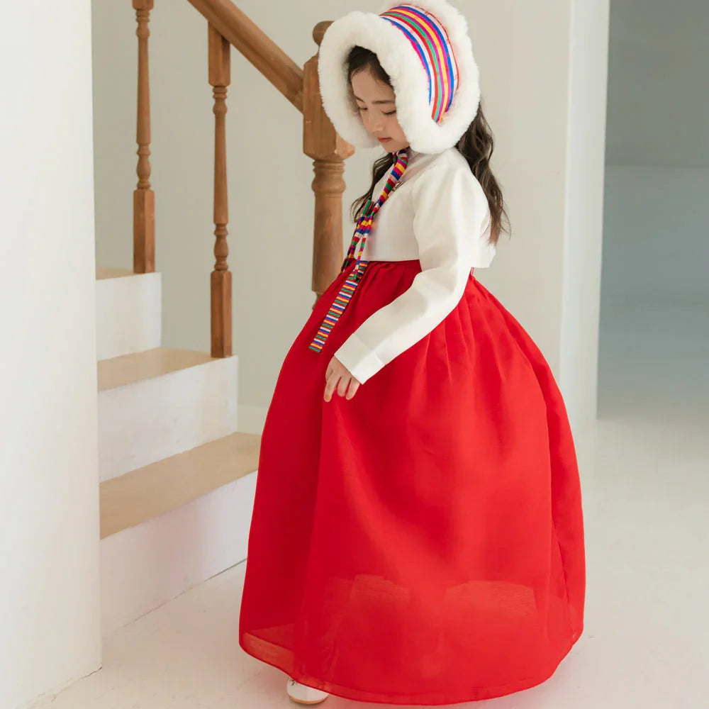 Saekdong Ribbon Red Girl Hanbok (1-9YR) - Native Korean
