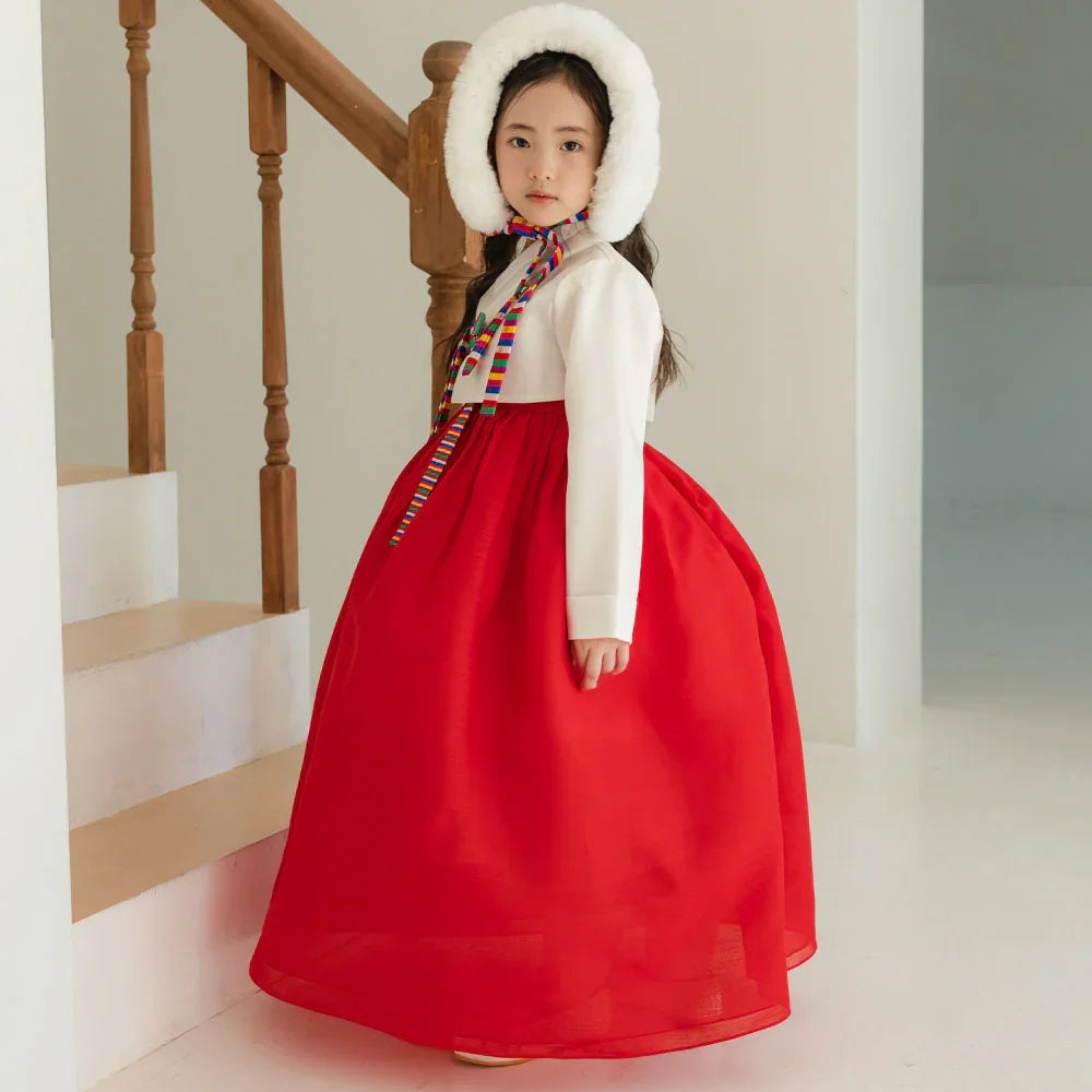 Saekdong Ribbon Red Girl Hanbok (1-9YR) - Native Korean