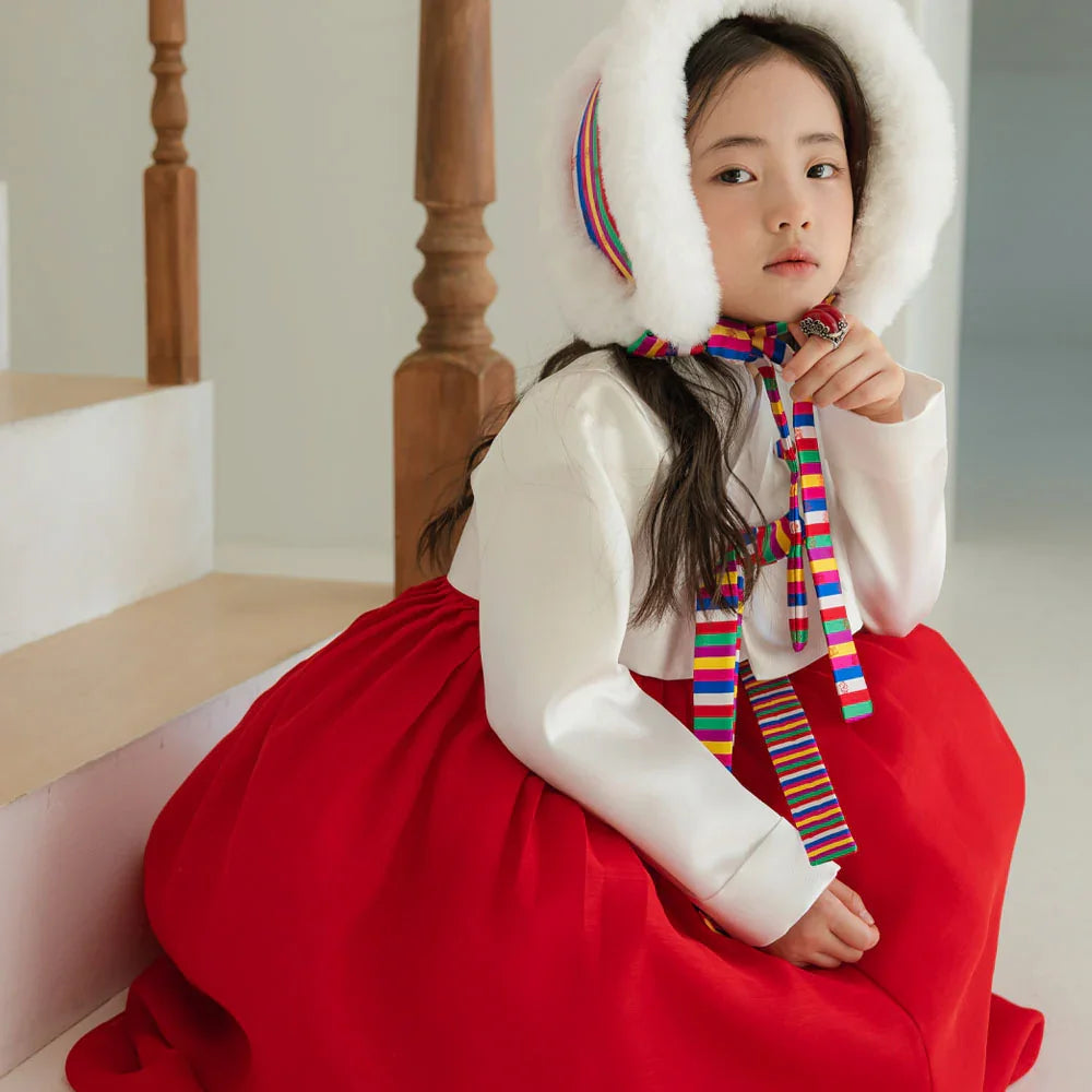 Saekdong Ribbon Red Girl Hanbok (1-9YR) - Native Korean