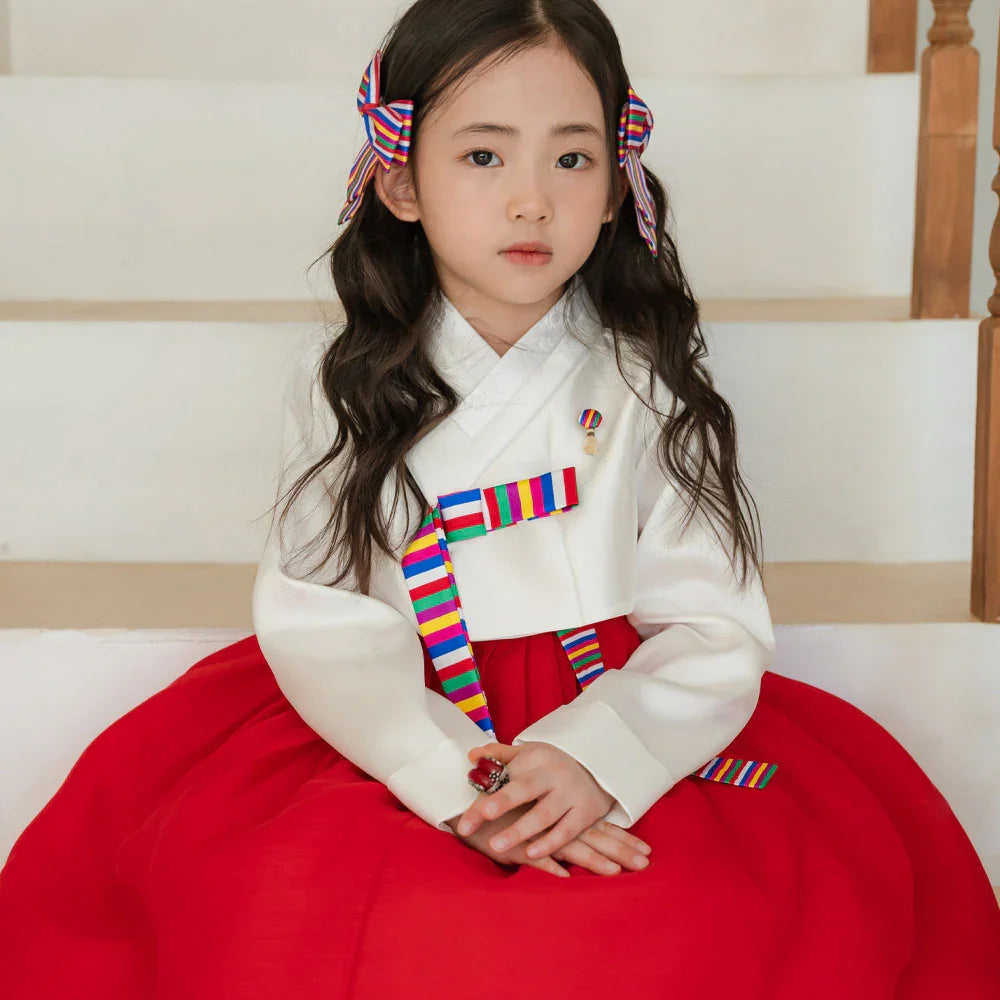 Saekdong Ribbon Red Girl Hanbok (1-9YR) - Native Korean