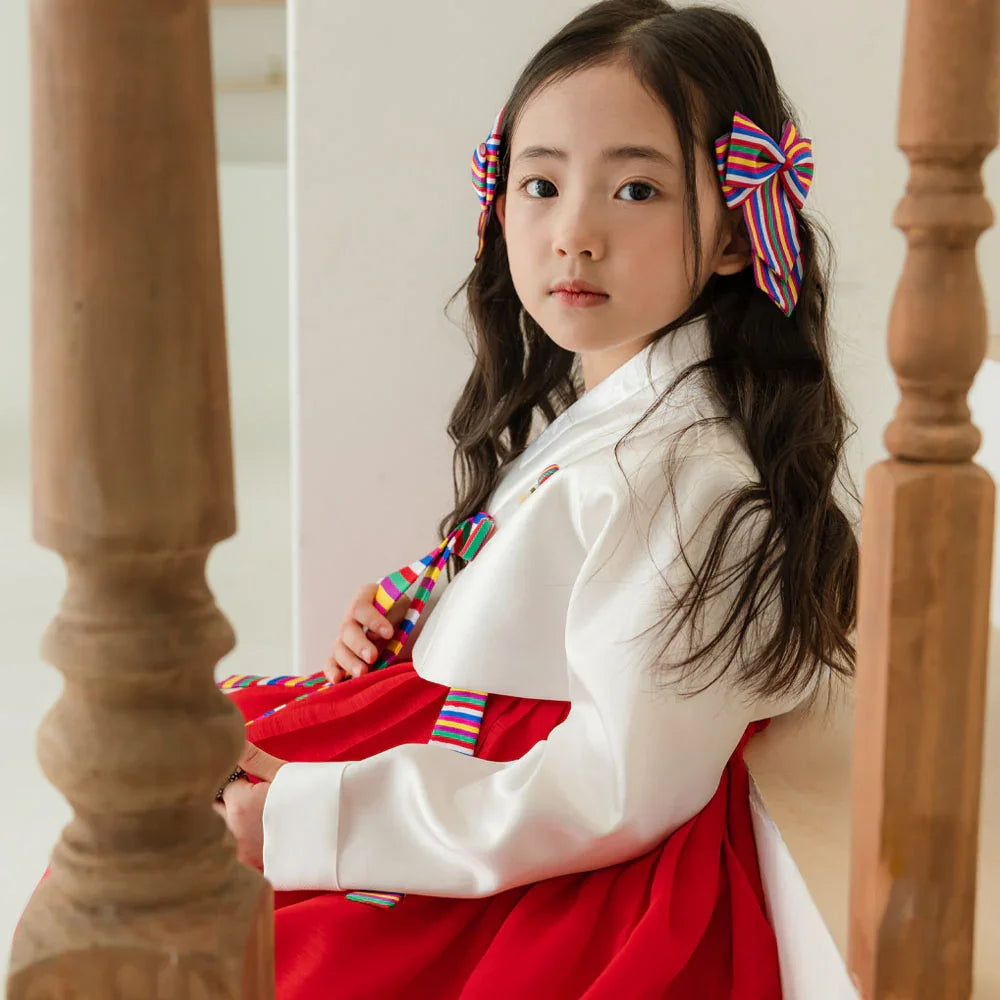Saekdong Ribbon Red Girl Hanbok (1-9YR) - Native Korean