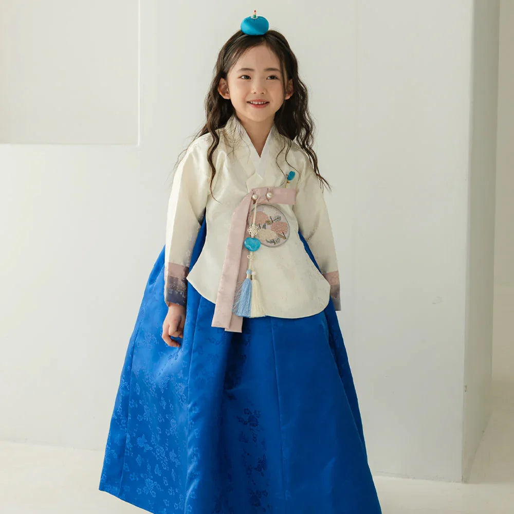Yunjae Dangui Blue Skirt Girl Hanbok (100D-15YR) - Native Korean
