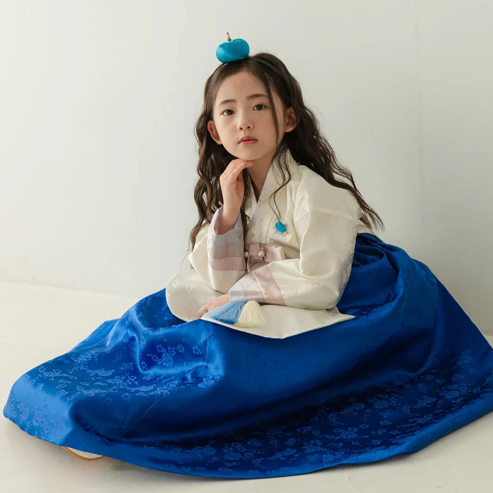 Yunjae Dangui Blue Skirt Girl Hanbok (100D-15YR) - Native Korean