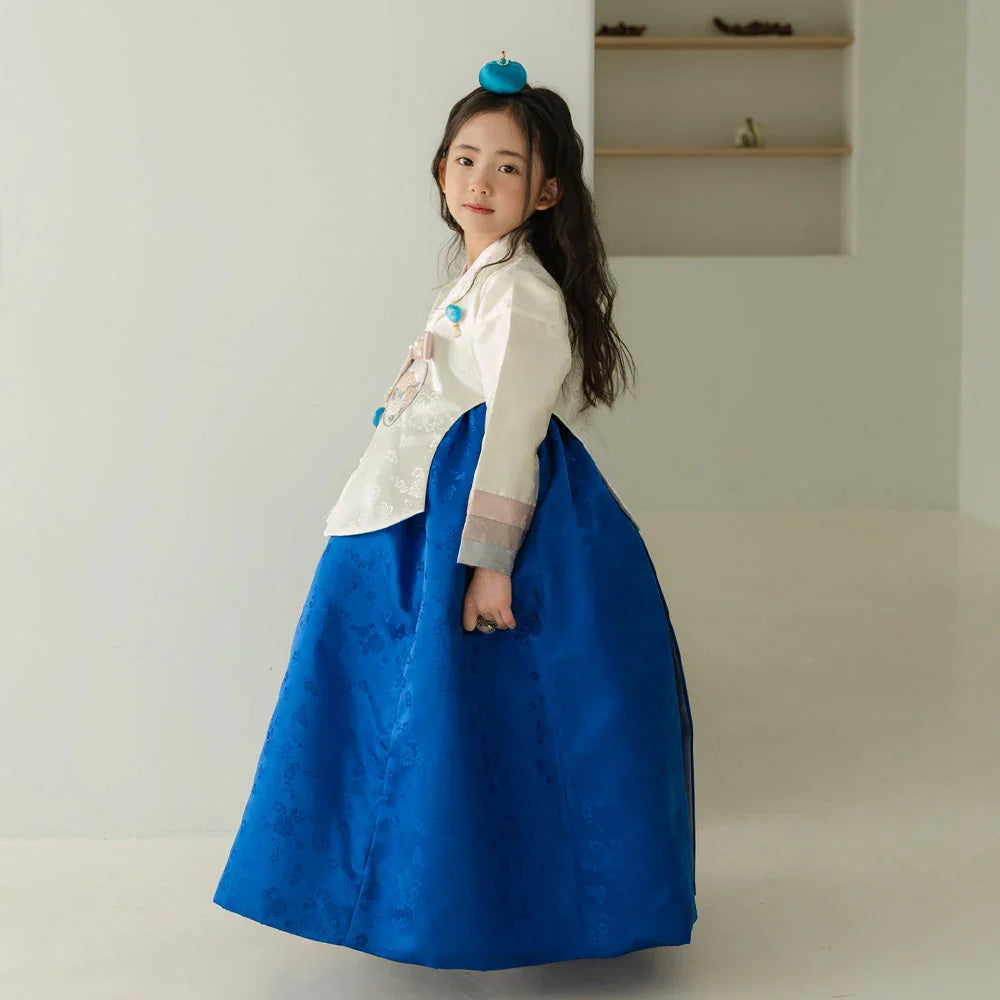 Yunjae Dangui Blue Skirt Girl Hanbok (100D-15YR) - Native Korean