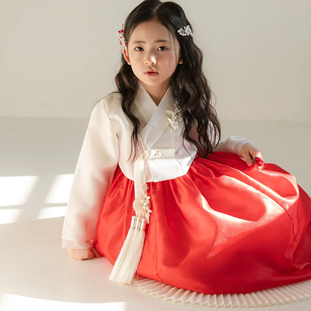 Lynn Red Girl Hanbok (100D-10YR) - Native Korean