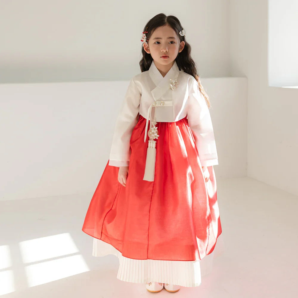 Lynn Red Girl Hanbok (100D-10YR) - Native Korean