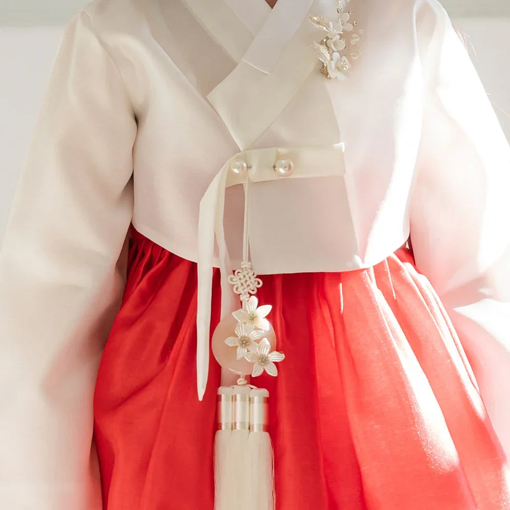 Lynn Red Girl Hanbok (100D-10YR) - Native Korean
