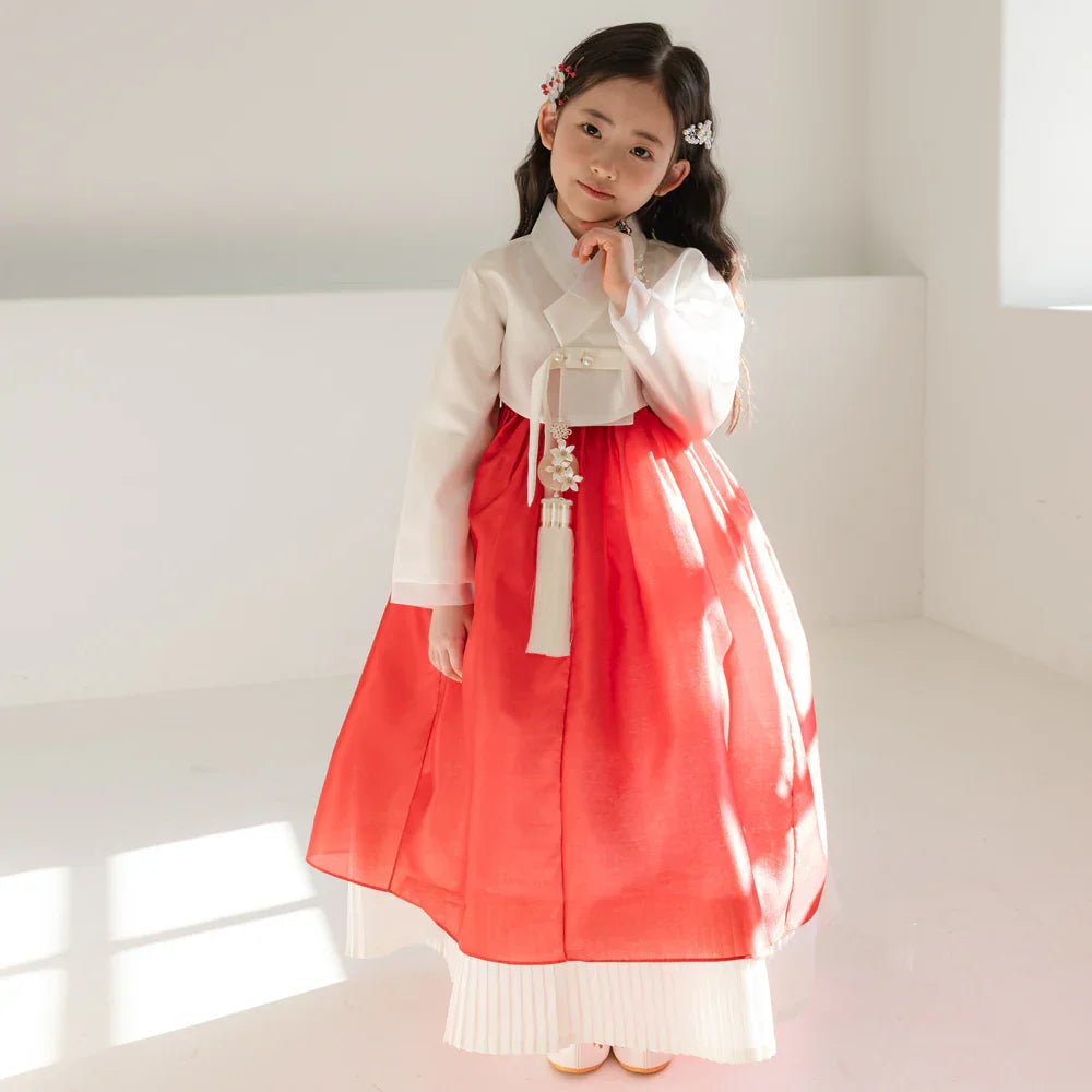 Lynn Red Girl Hanbok (100D-10YR) - Native Korean