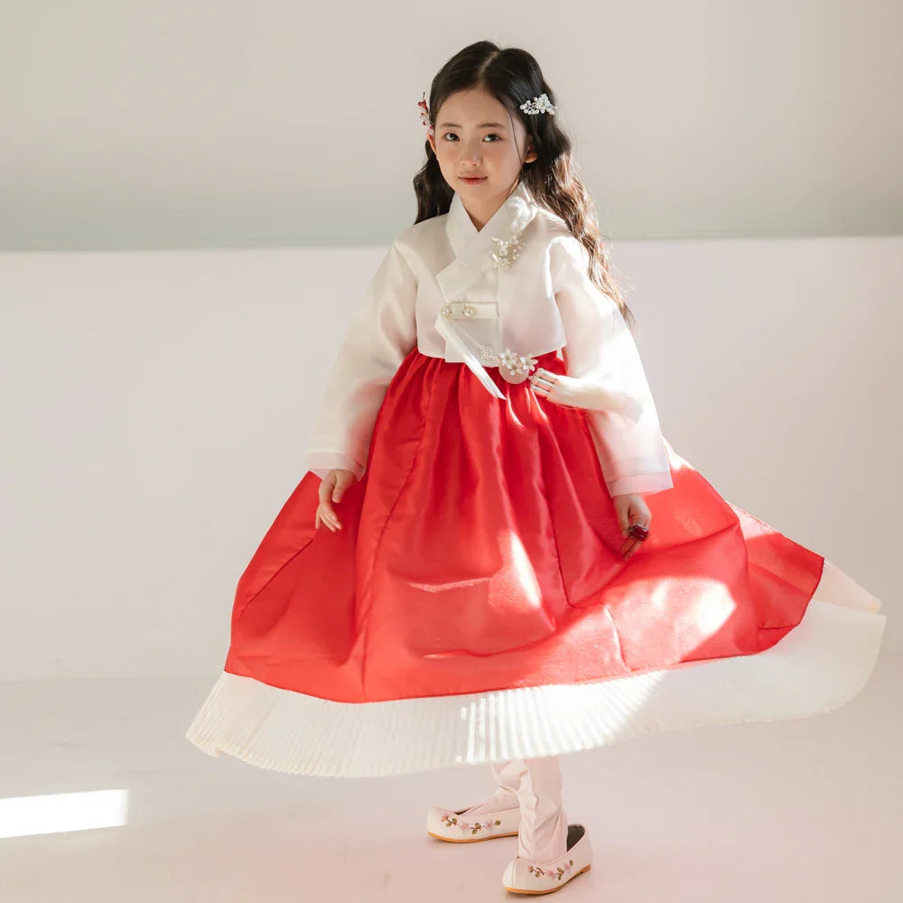 Lynn Red Girl Hanbok (100D-10YR) - Native Korean