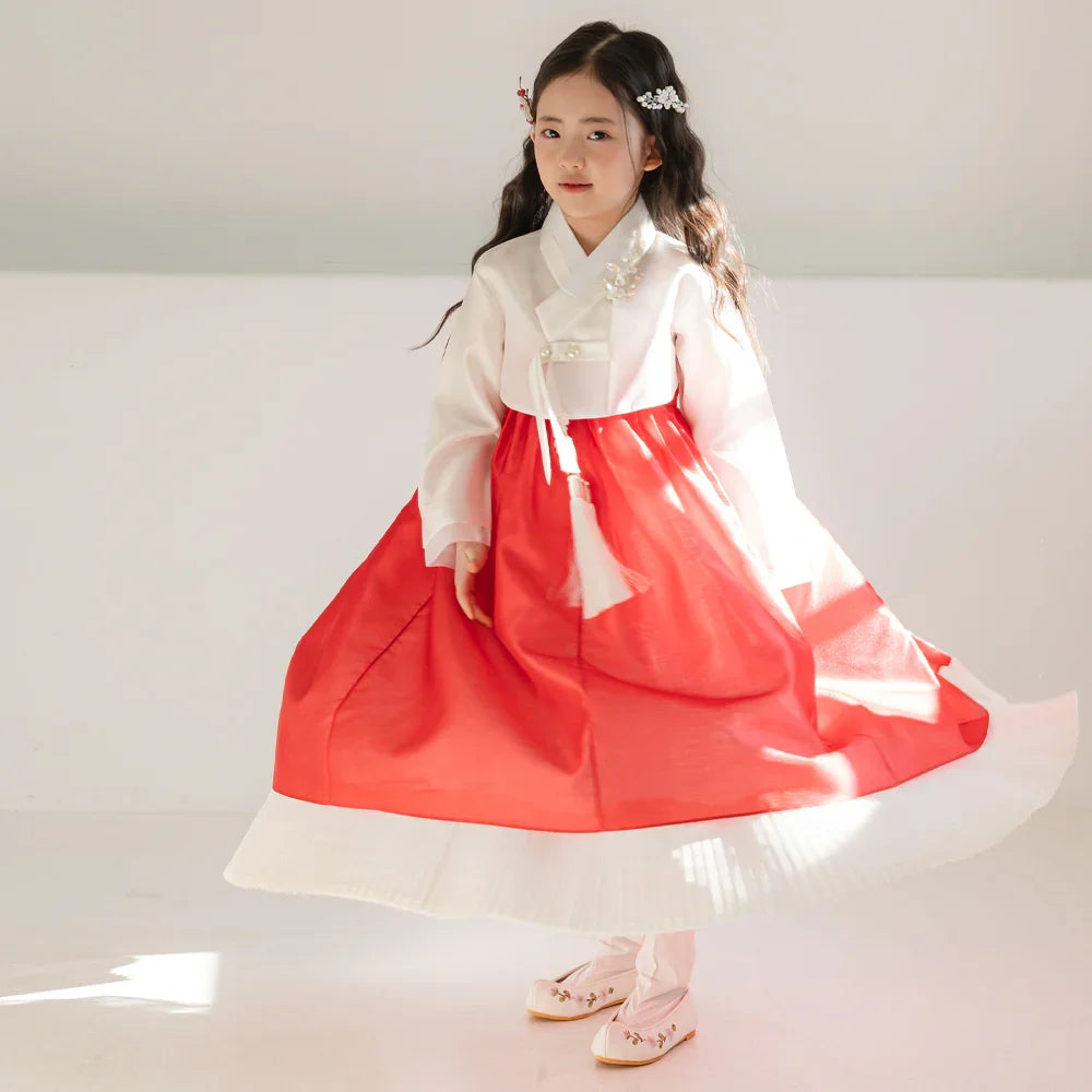 Lynn Red Girl Hanbok (100D-10YR) - Native Korean