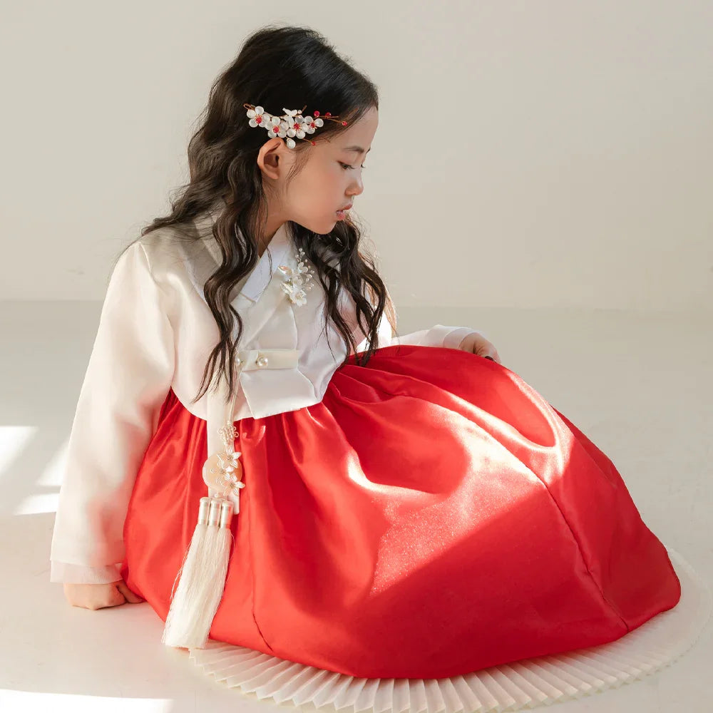 Lynn Red Girl Hanbok | Doljanchi First Birthday Korean Hanbok