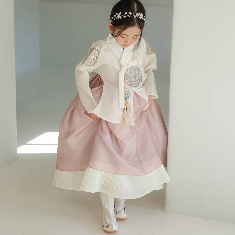 Sungbin Pleated Pink Girl Hanbok (100D-10YR) - Native Korean